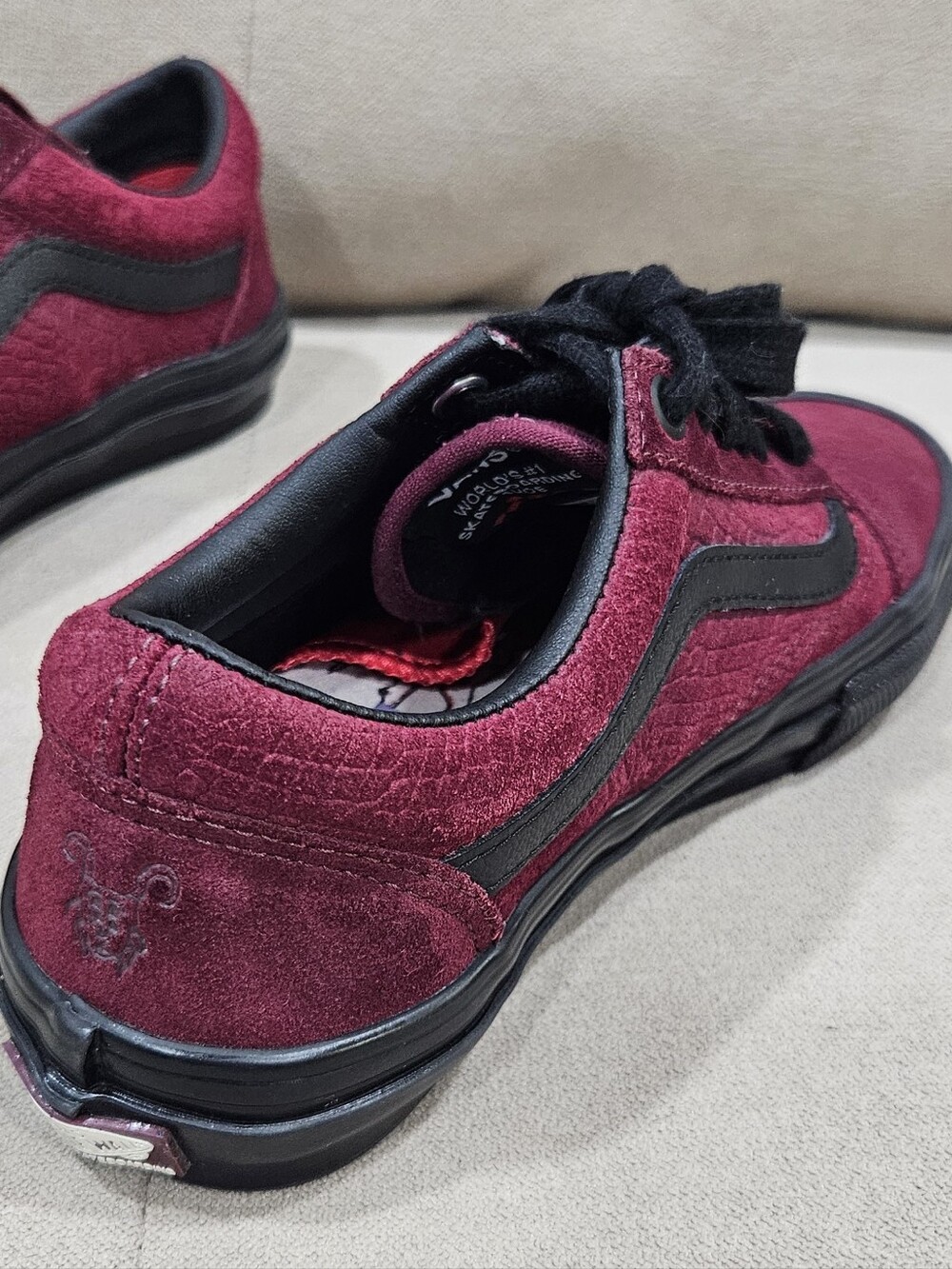 Vans Burgundy Suede Low-Top Sneakers with Black Stripe